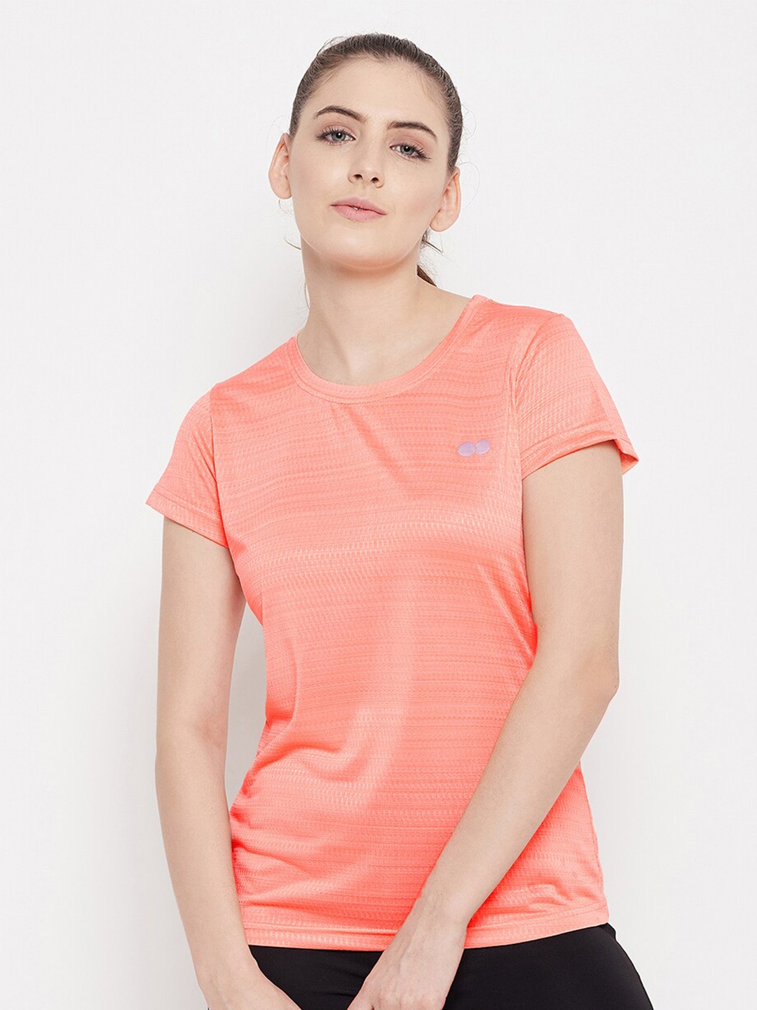 

Clovia Peach-Coloured Round Neck Anti Static T-shirt