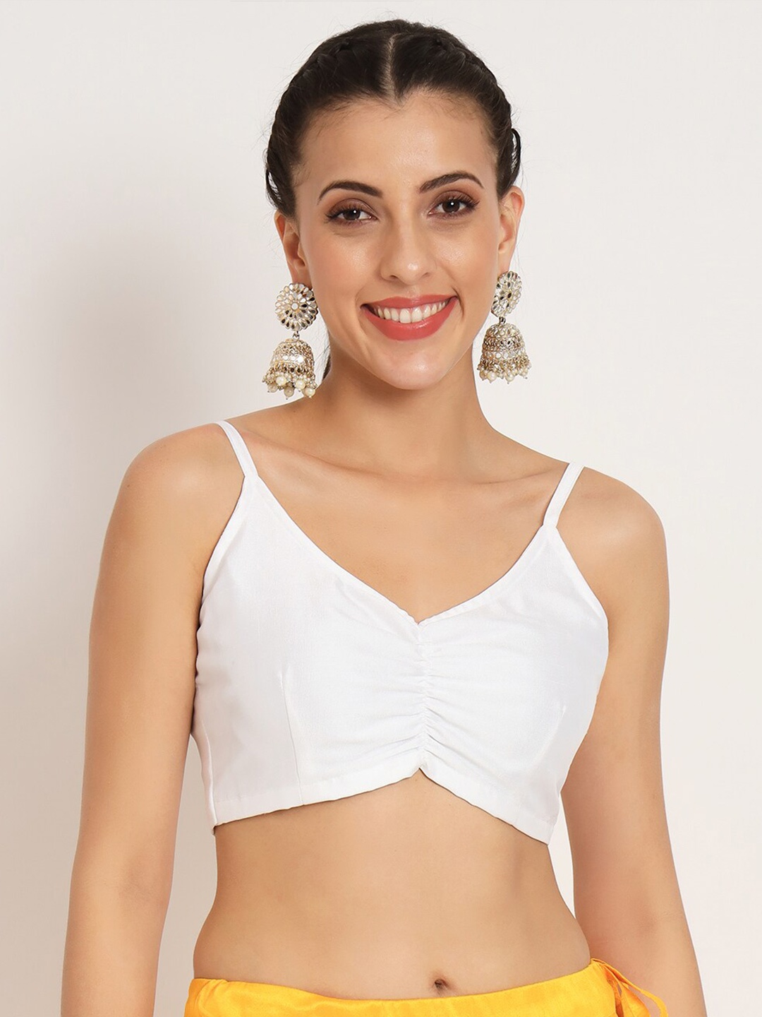 

studio rasa Shoulder Straps Styled Back Crop Top, White