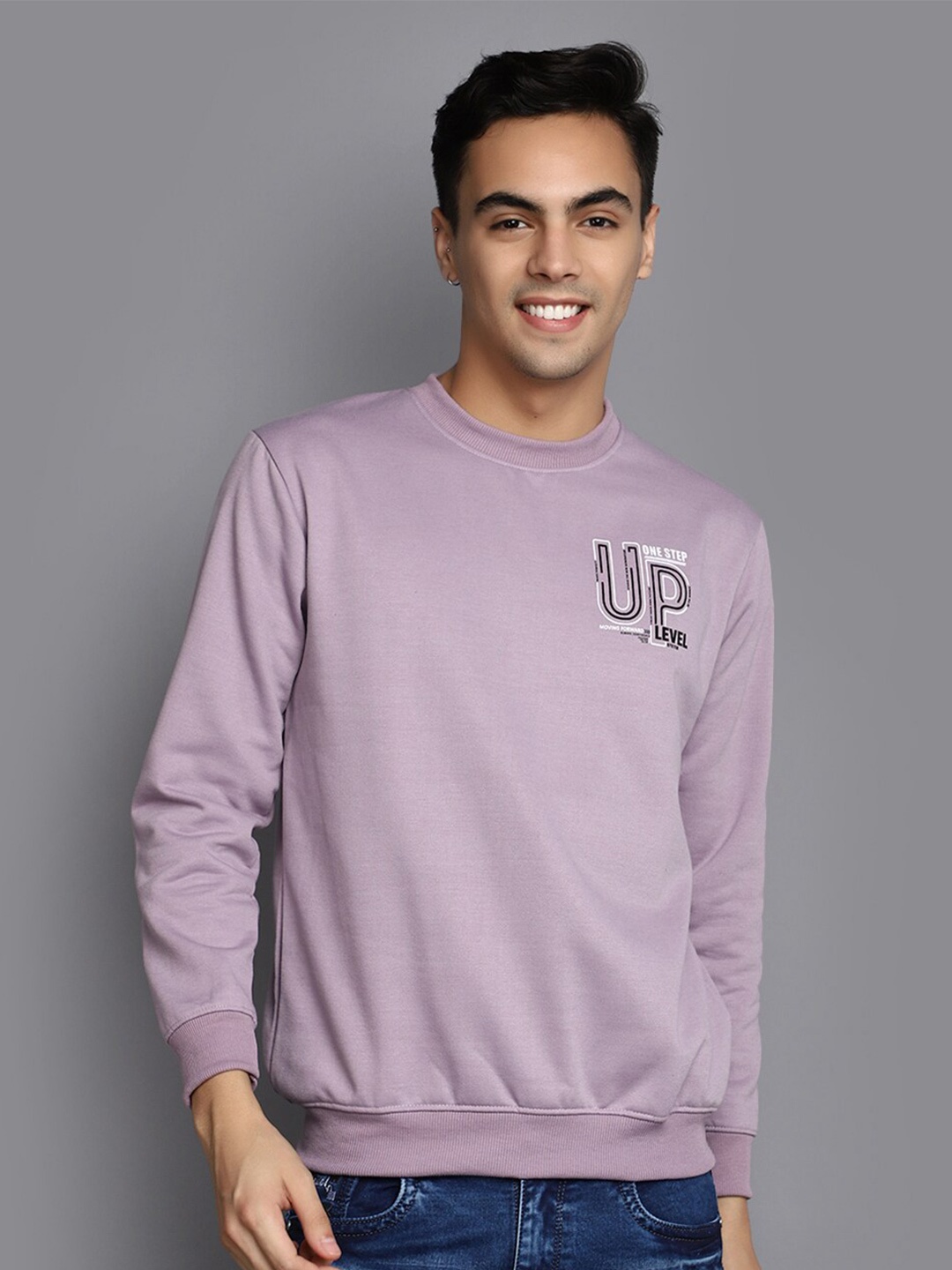 

V-Mart Typography Printed Fleece Pullover Sweatshirt, Purple