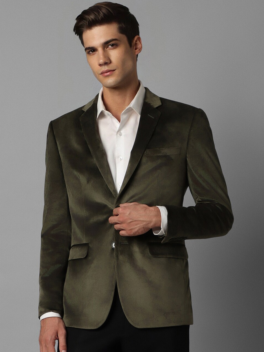 

Louis Philippe Single Breasted Slim Fit Blazers, Olive