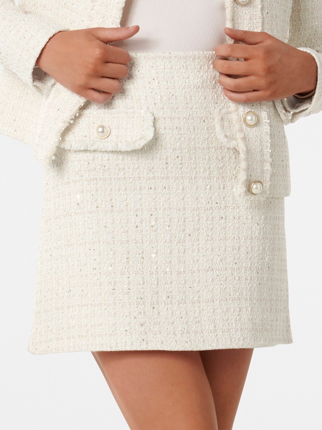 

Forever New A-Line Mini Length Skirt, Cream