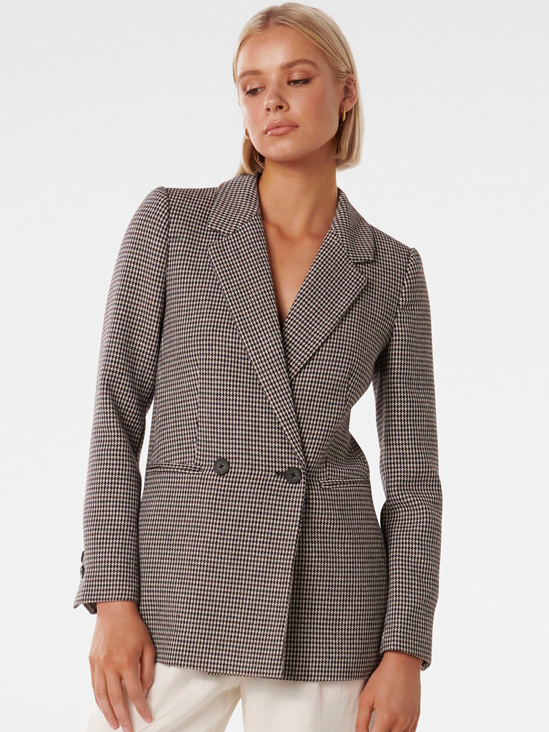 

Forever New Double Breasted Tailored Fit Blazers, Beige