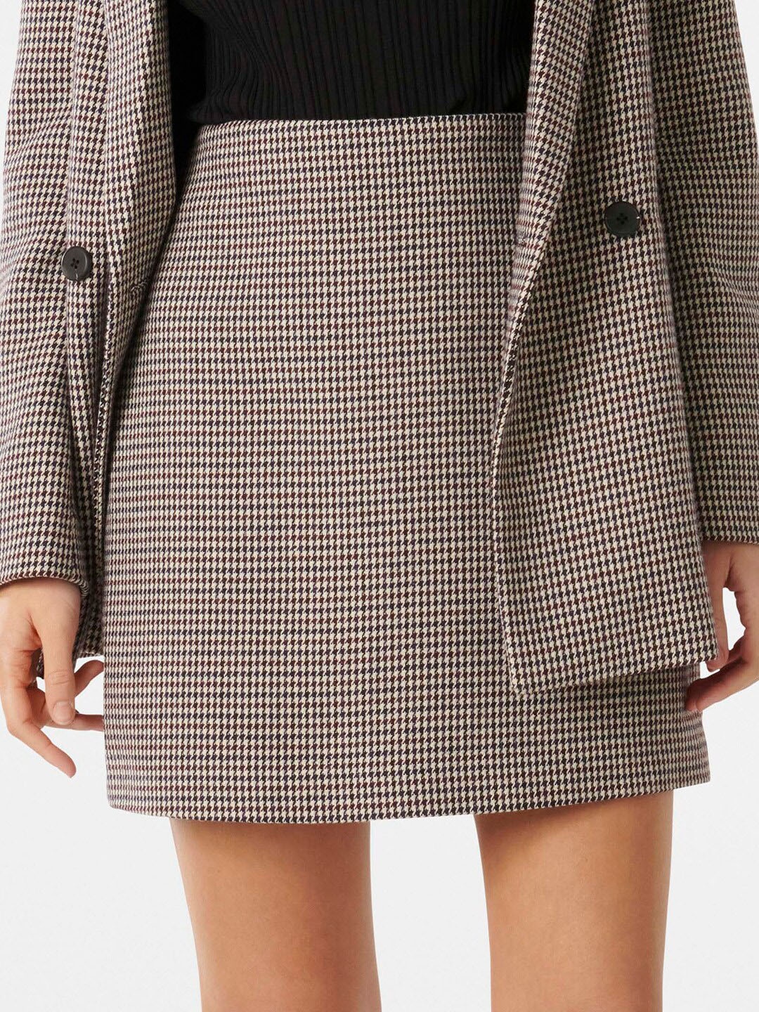 

Forever New Checked A-Line Mini Length Skirt, Black