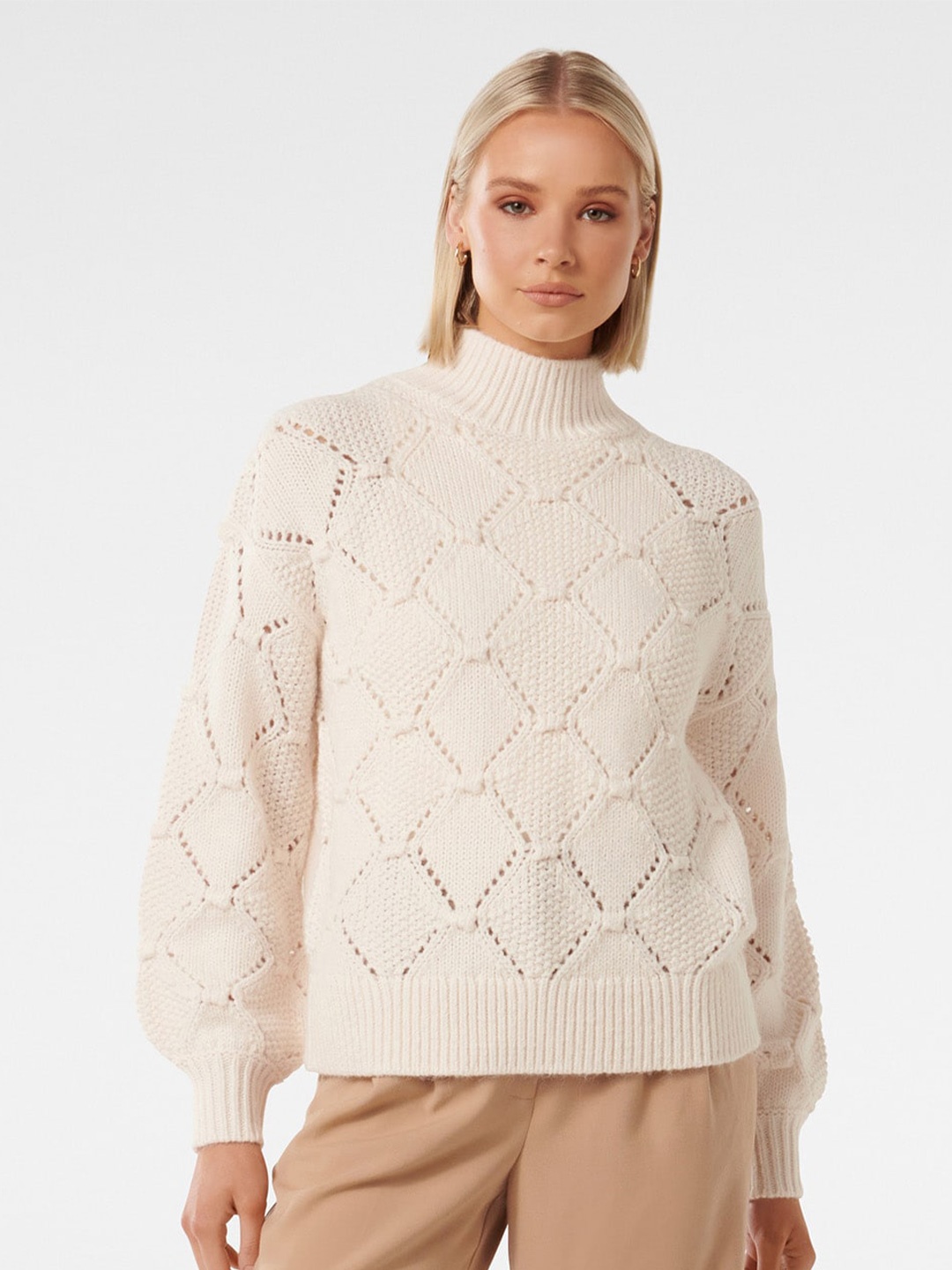 

Forever New Self Designed Turtle Neck Pullover, Off white