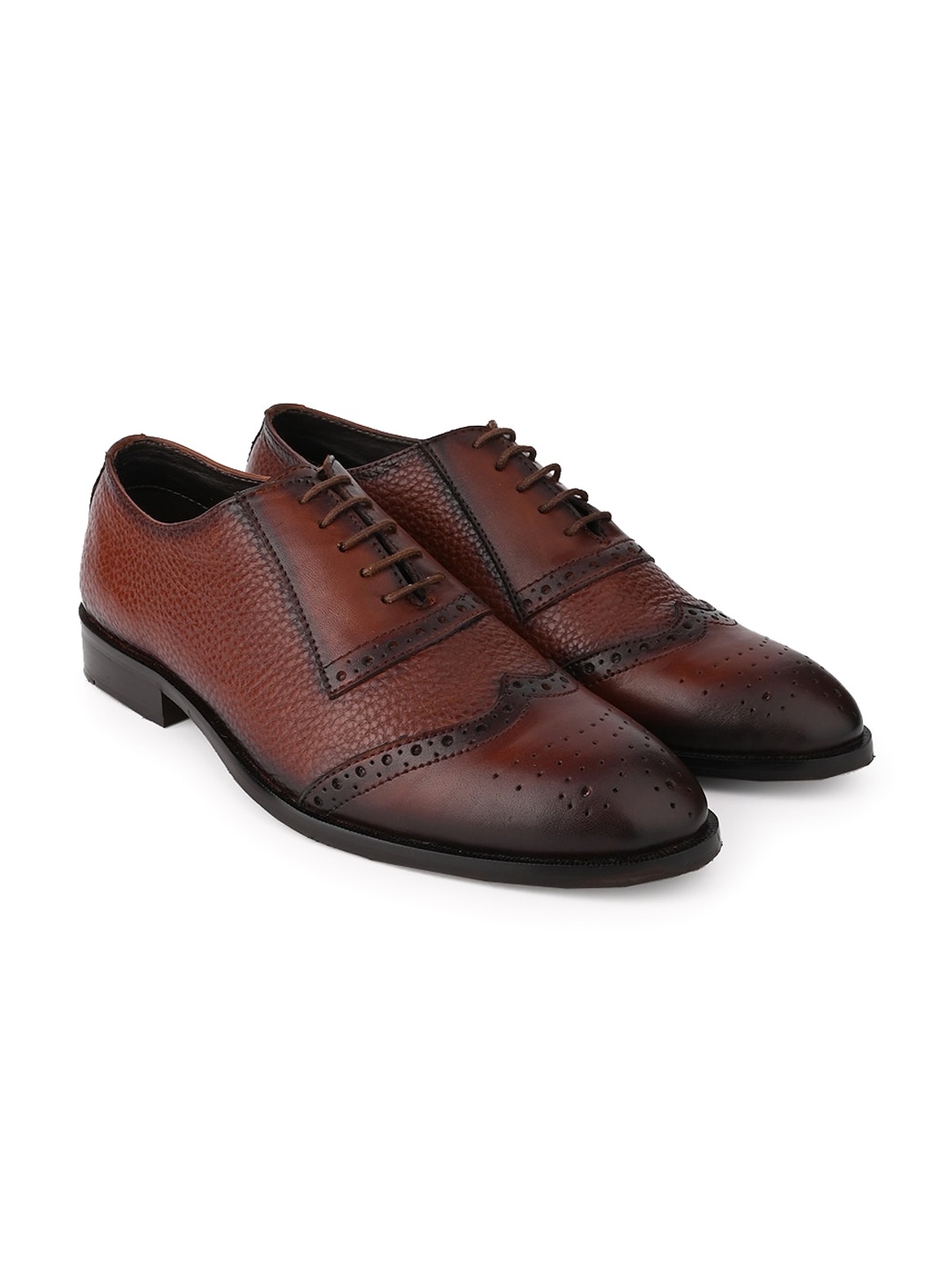 

LA BOTTE Men Textured Leather Formal Brogues, Brown