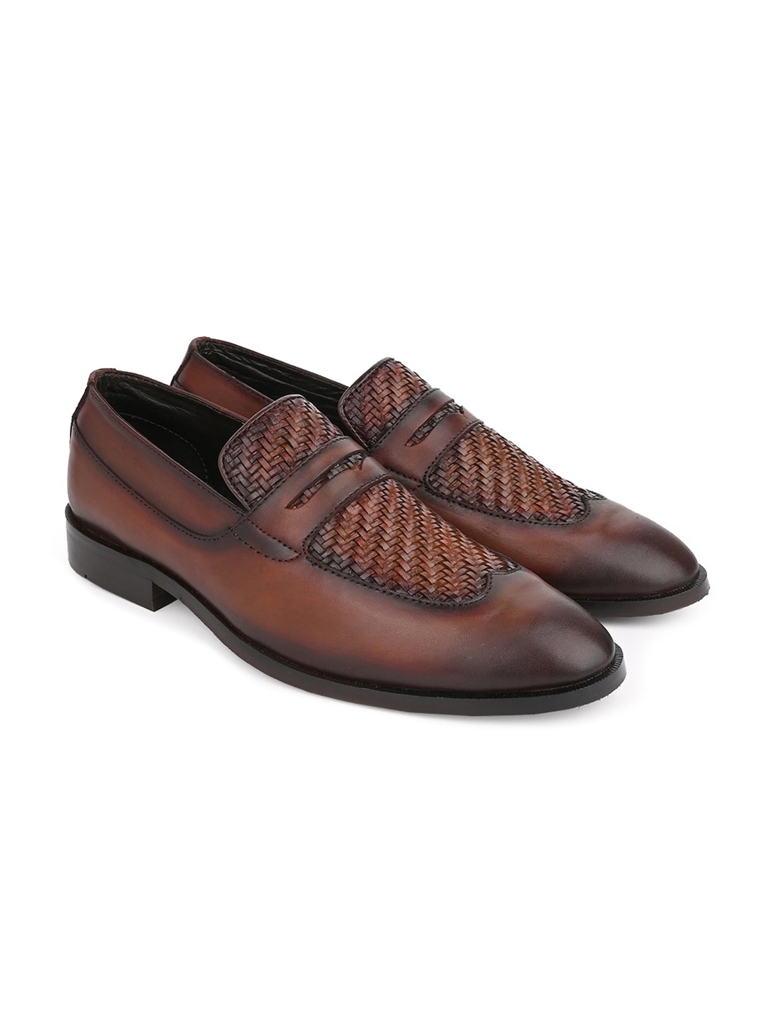 

LA BOTTE Men Textured Leather Comfort Insole Penny Loafers, Brown