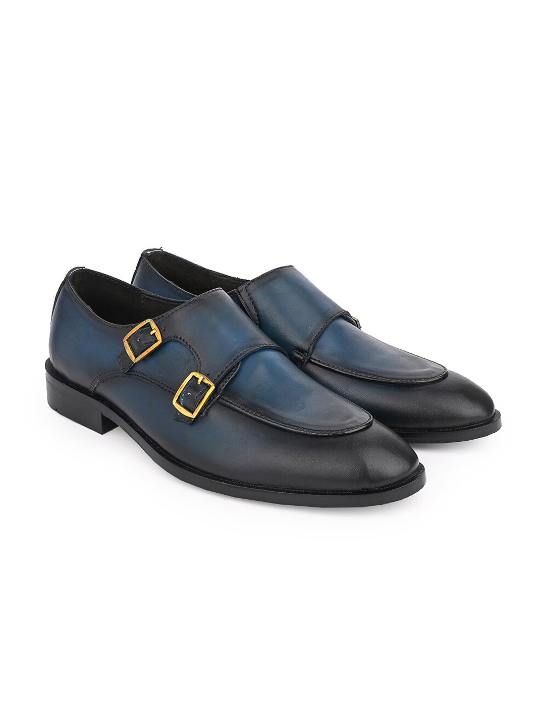 

LA BOTTE Men Leather Formal Monk Shoes, Navy blue