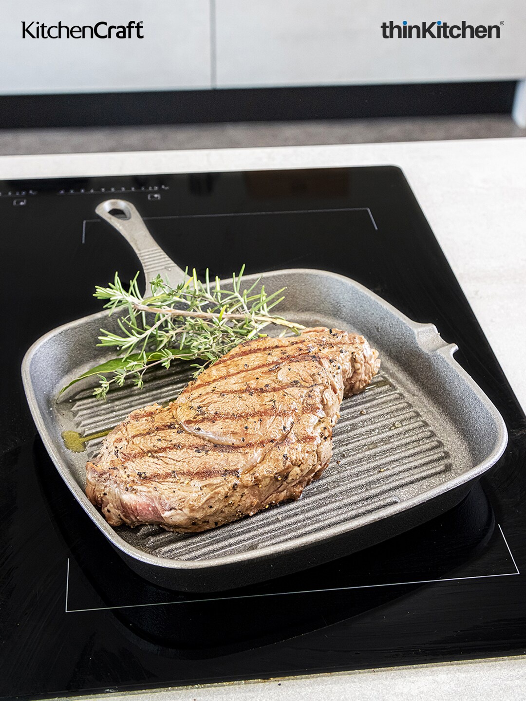 

KitchenCraft Black Cast Iron Square Non-stick Surface Grill Pan