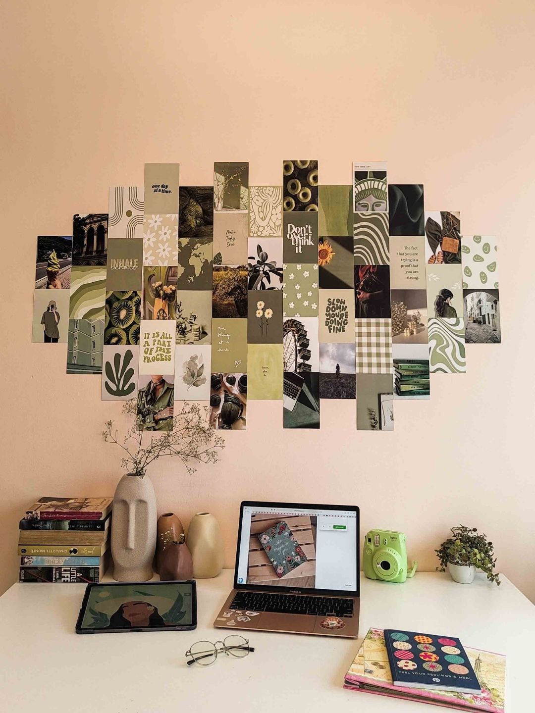 

HYPPY Olive Green 50 Pieces Photo Print Collage Wall Stickers