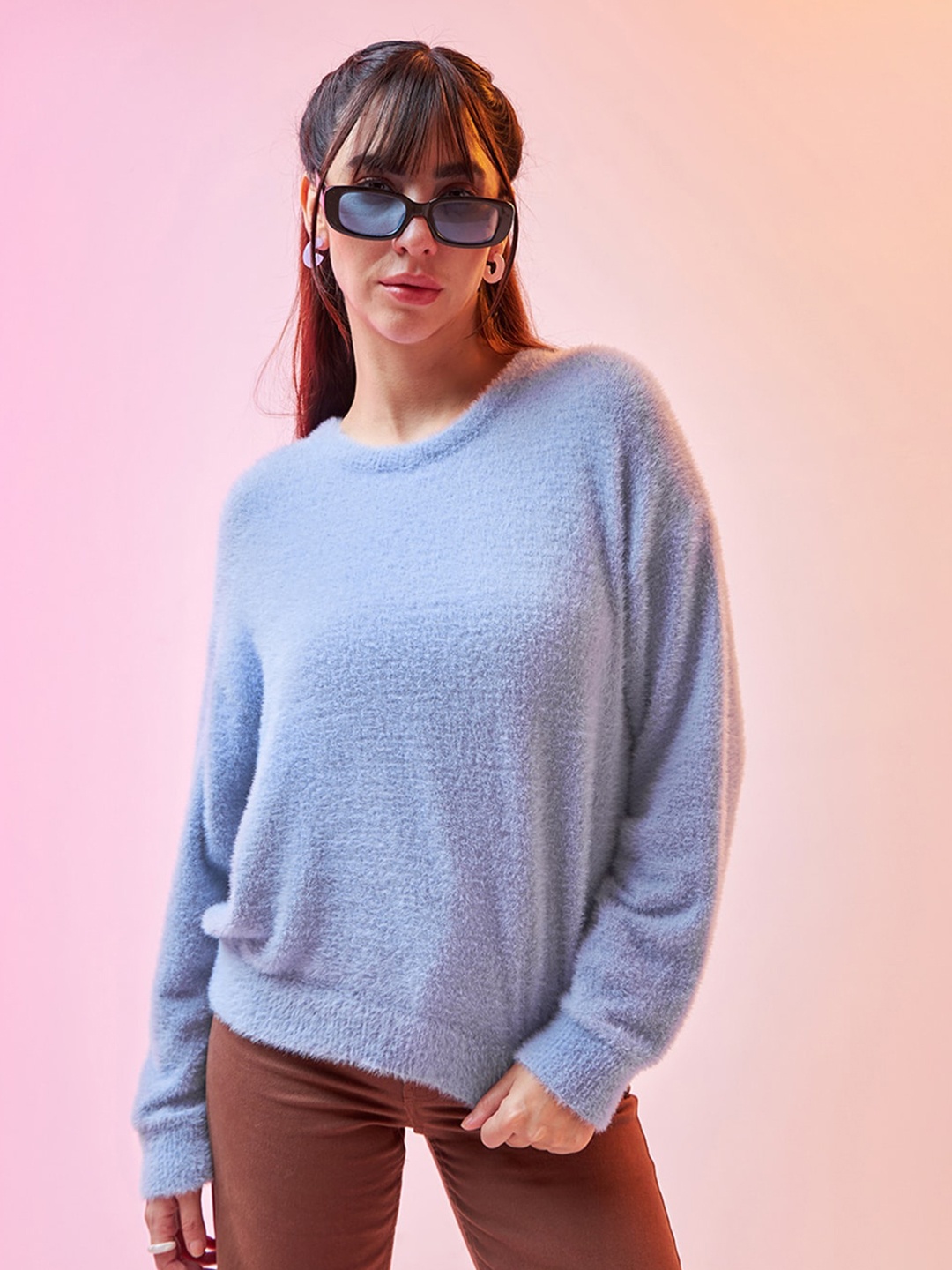 

Bewakoof Blue Round Neck Pullover Sweater