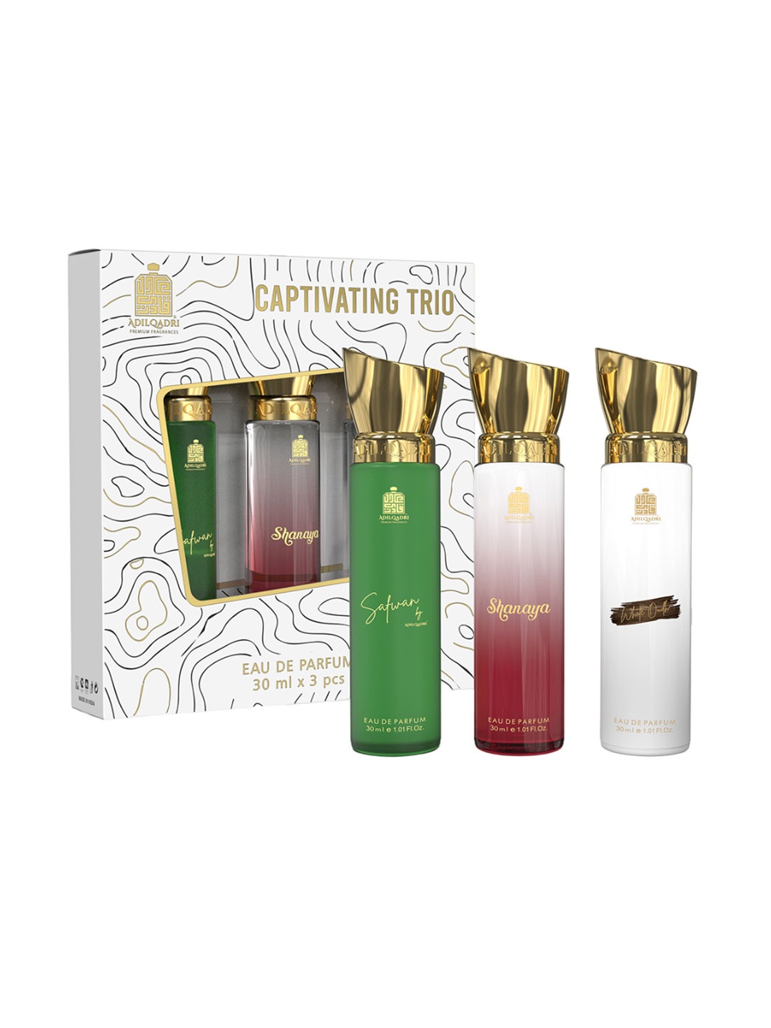 

ADILQADRI Luxury Set Of 3 Safwan-Shanaya-White Oudh Eau De Parfum - 30ml Each