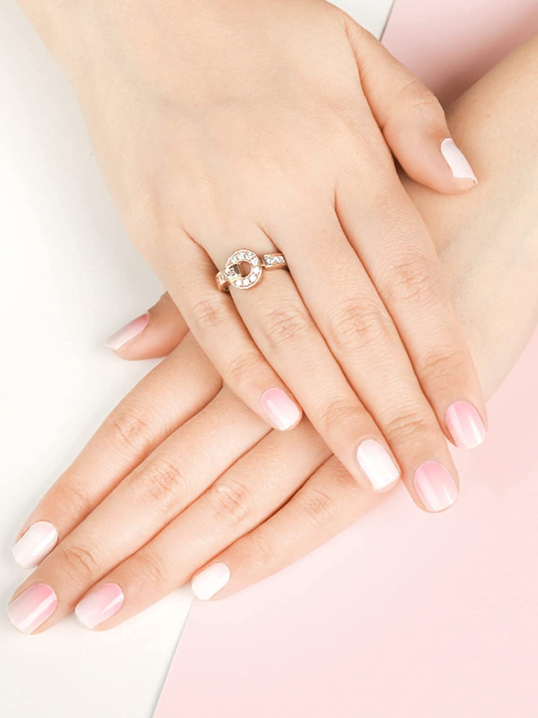 

FEELHIGH 20Pcs Semi Cured Gel Nail Polish Strips - Pink & White NG200024