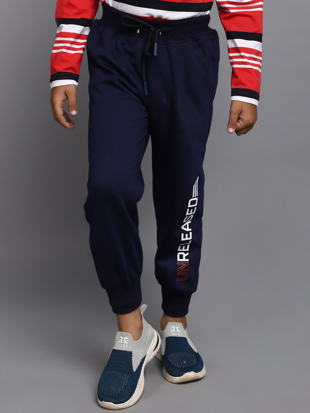 

V-Mart Boys Typography Printed Mid Rise Joggers, Blue