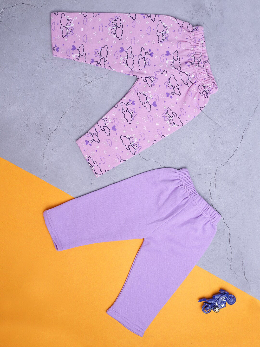 

V-Mart Infants Pack Of 2 Cotton Lounge Pants, Purple