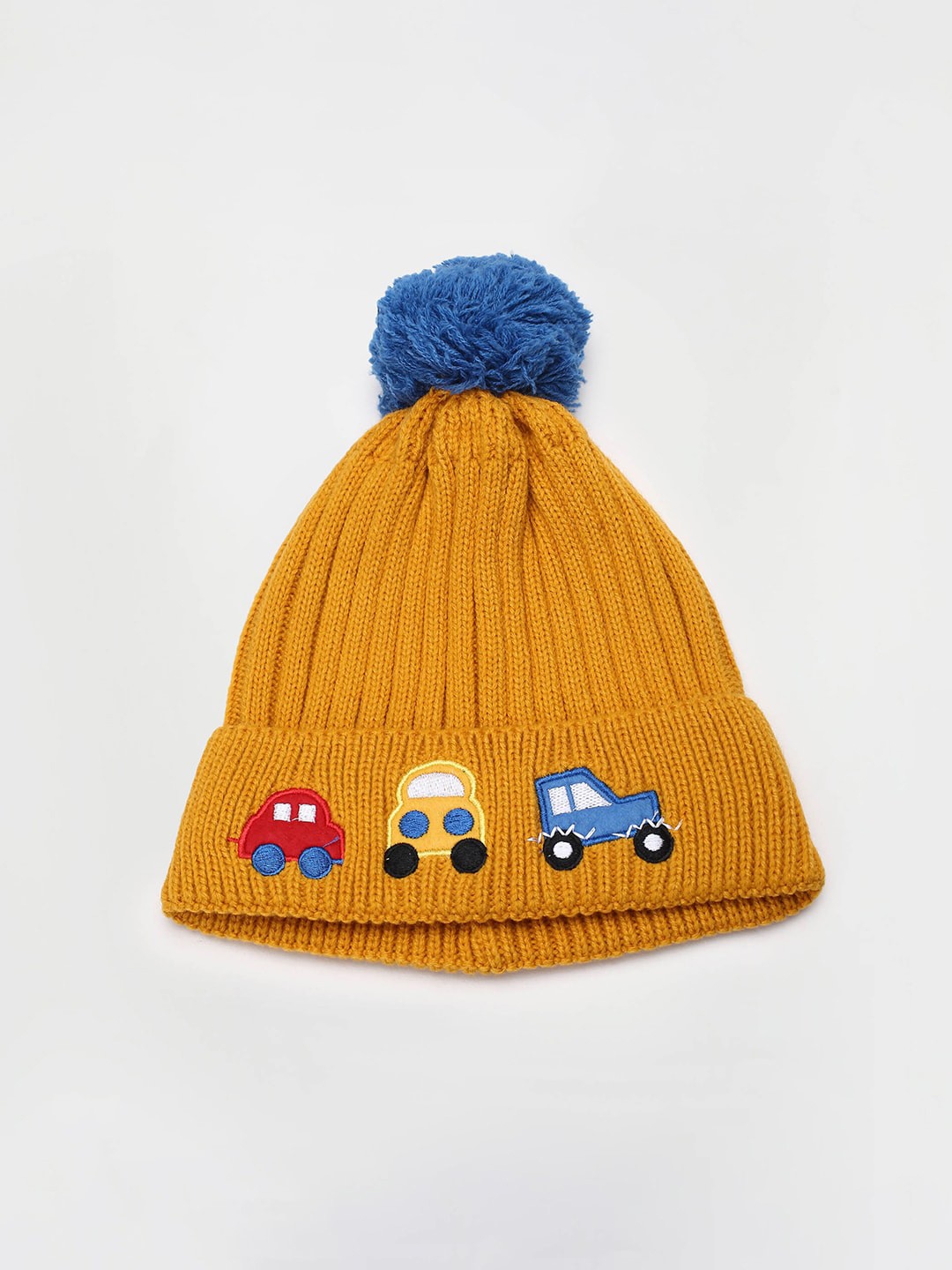 

max Boys Self Design Acrylic Beanie, Yellow