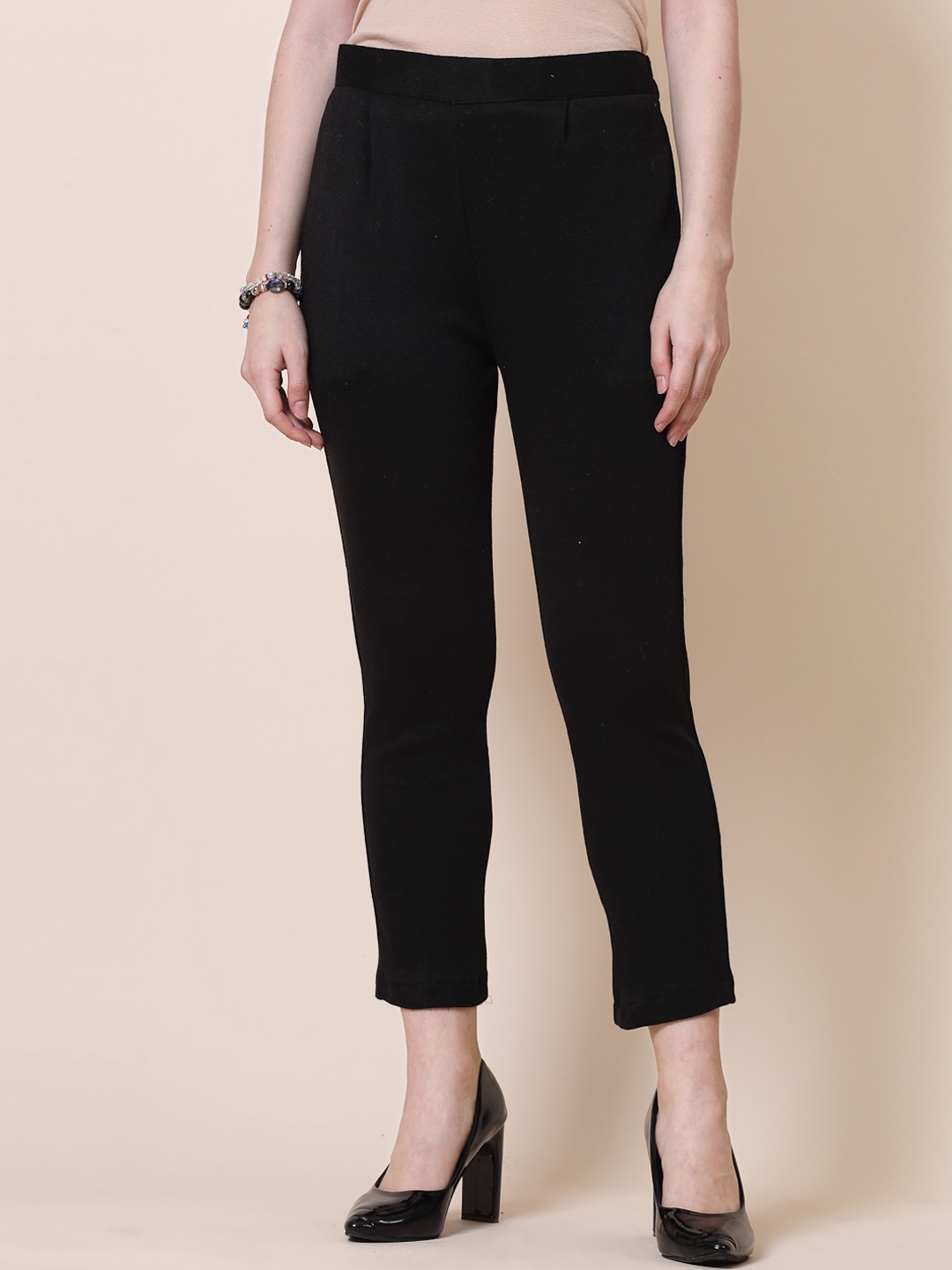 

Clora Creation Women Black Smart Easy Wash Trousers
