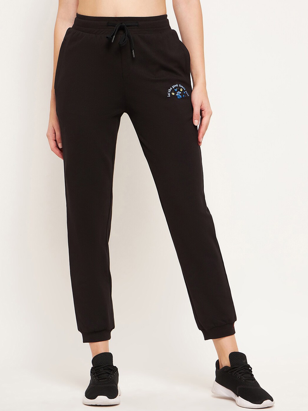 

MADAME M SECRET Women Mid-Rise Joggers, Black