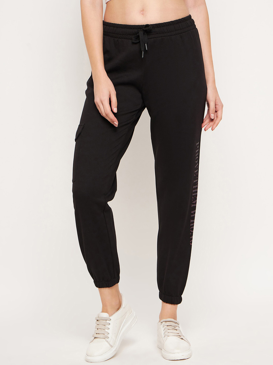 

MADAME M SECRET Women Mid-Rise Joggers, Black