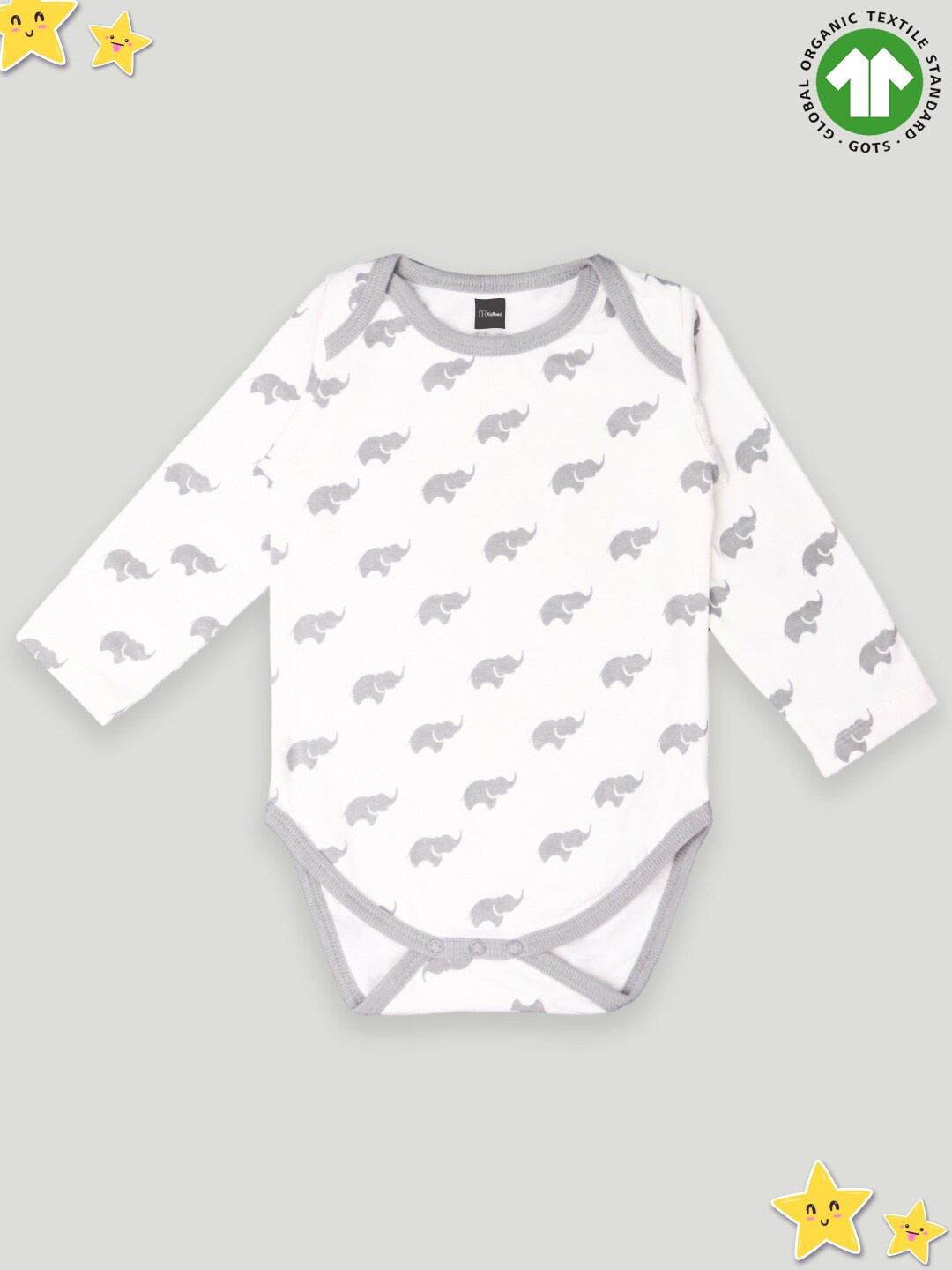 

Kidbea Printed Cotton Bodysuit, Grey