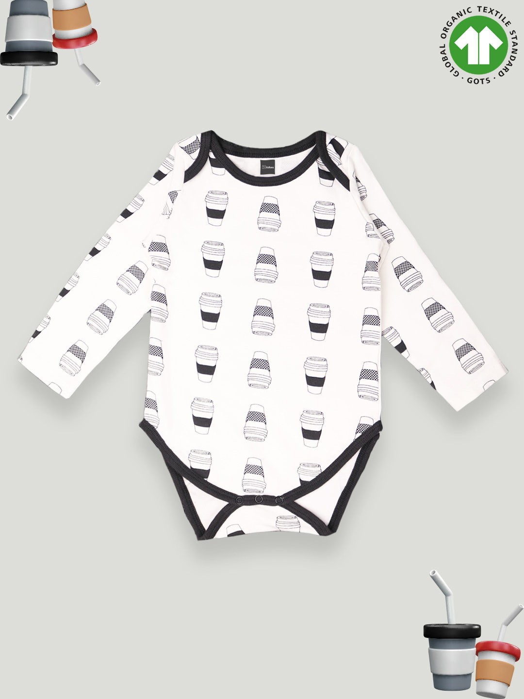 

Kidbea Infants Boys Printed Pure Cotton Bodysuit, White