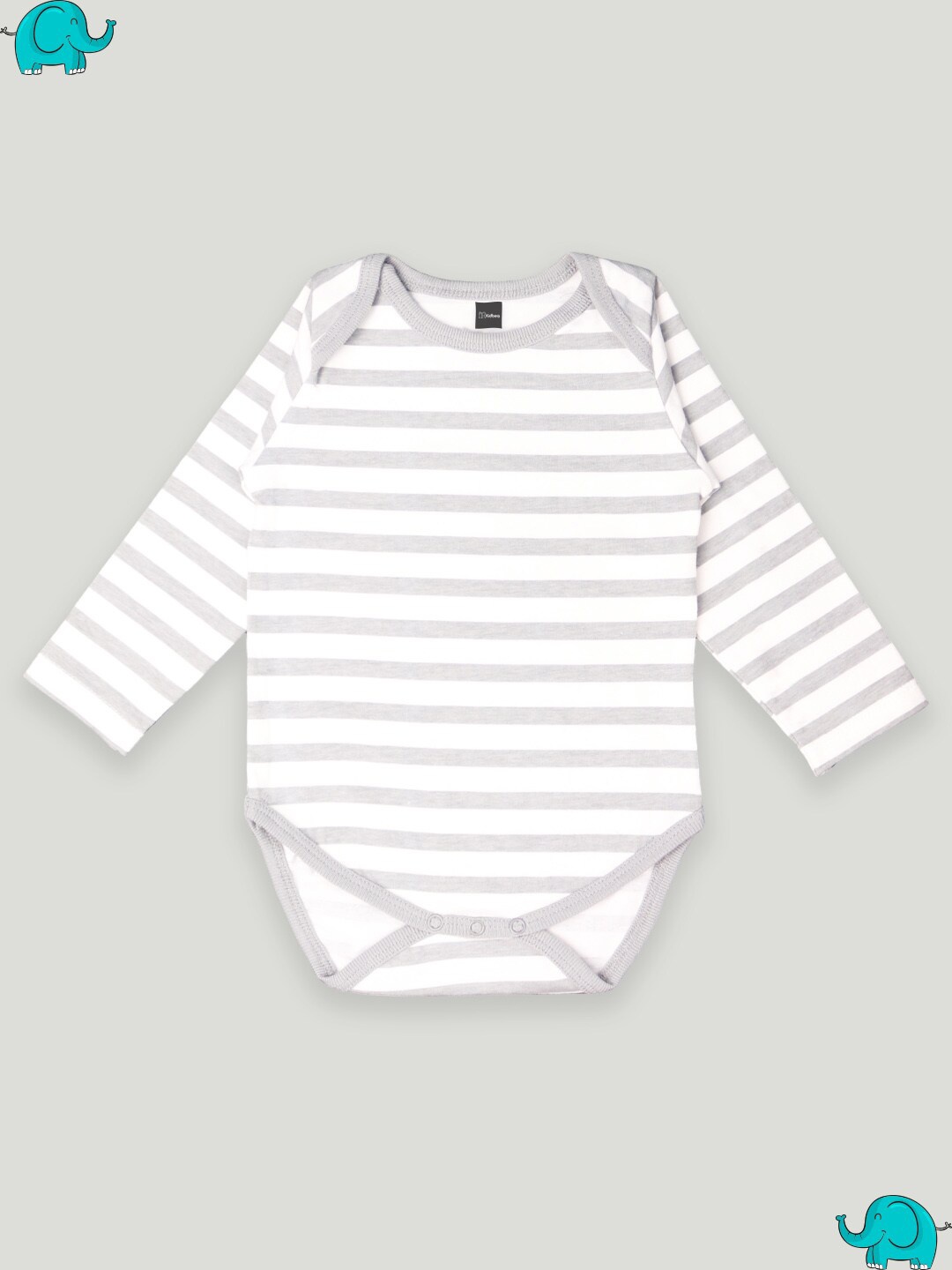 

Kidbea Infants Boys Striped Cotton Bodysuit, Grey