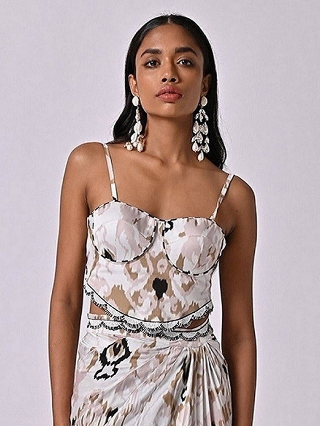 

MISSY Animal Printed Satin Top, White