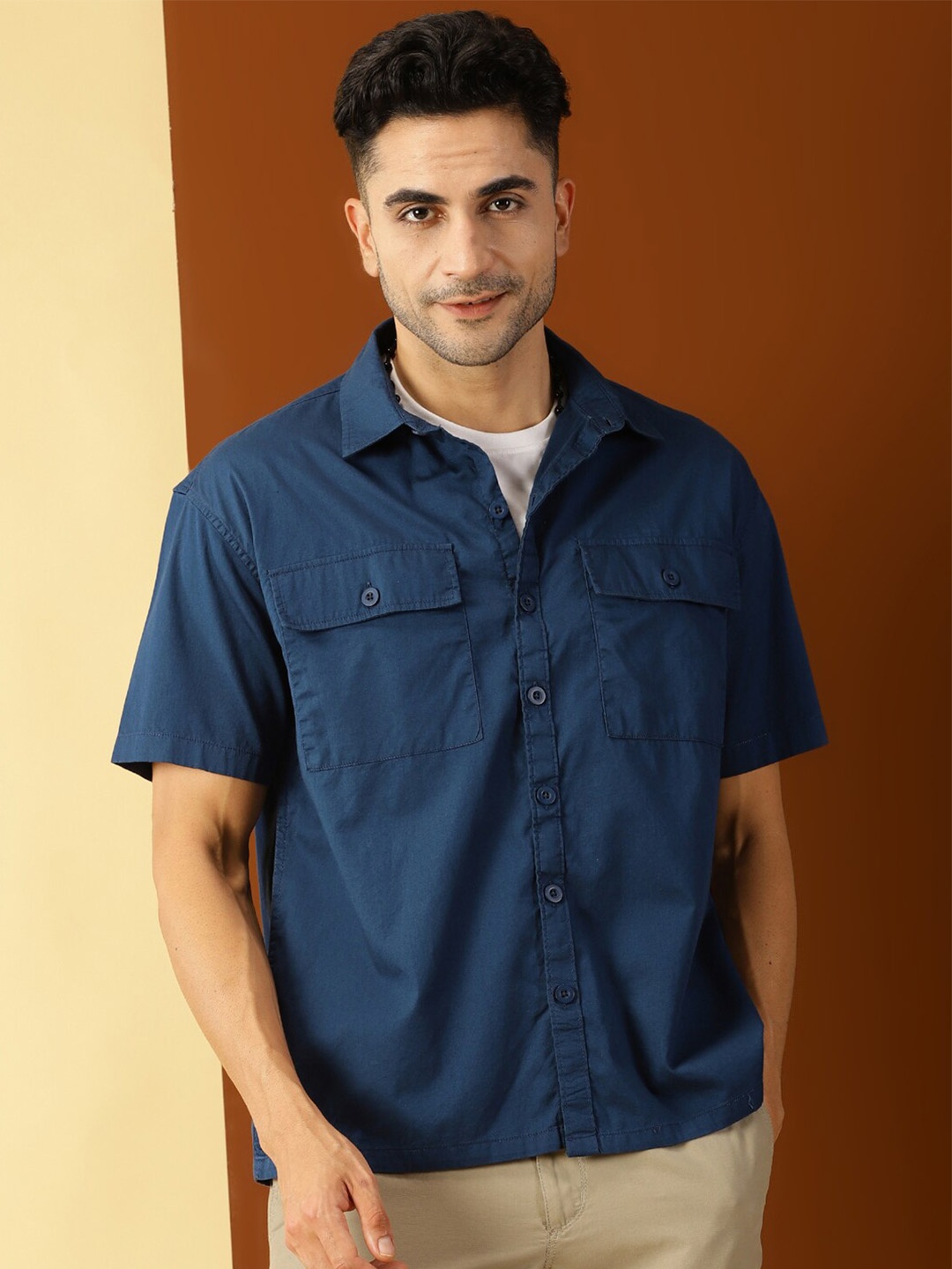

Thomas Scott Classic Boxy Fit Twill Weave Pure Cotton Casual Shirt, Teal
