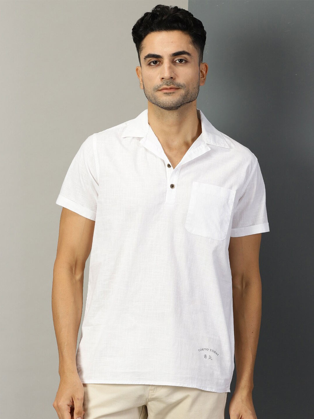 

Thomas Scott Classic Boxy Short Sleeves Pure Cotton Casual Shirt, White