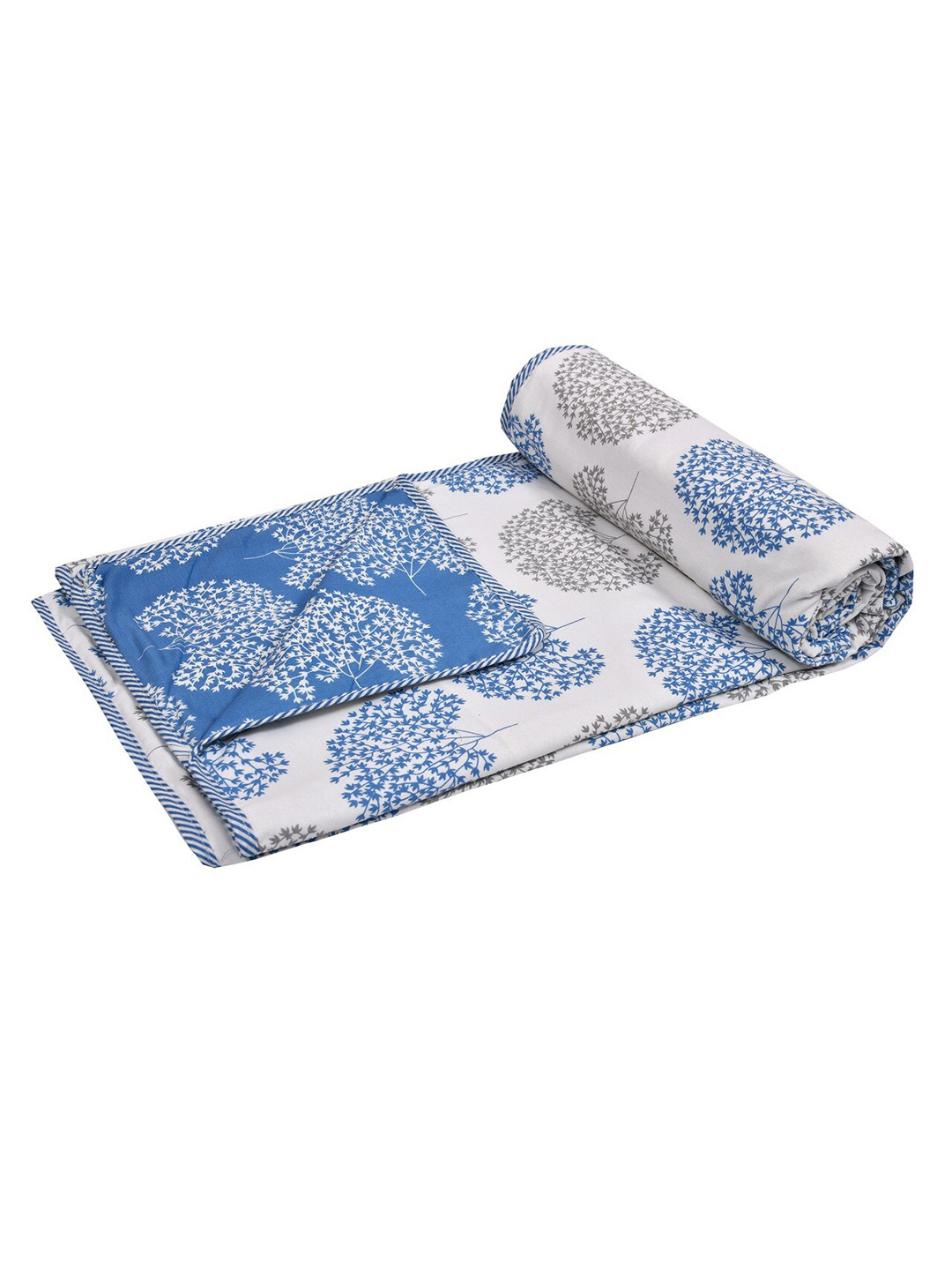

Jinaya's Blue & White Floral Mild Winter Cotton 210 GSM Reversible Double Bed Dohar