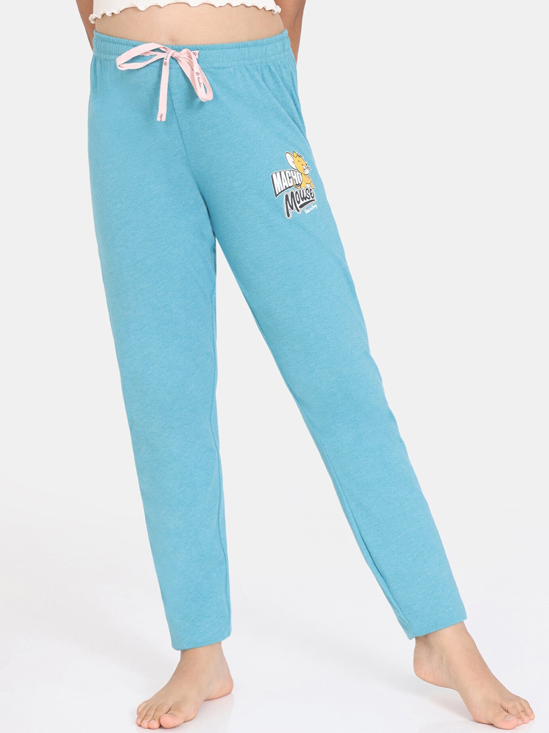 

Rosaline by Zivame Girls Tom & Jerry Printed Relaxed-Fit Straight Lounge Pants, Blue