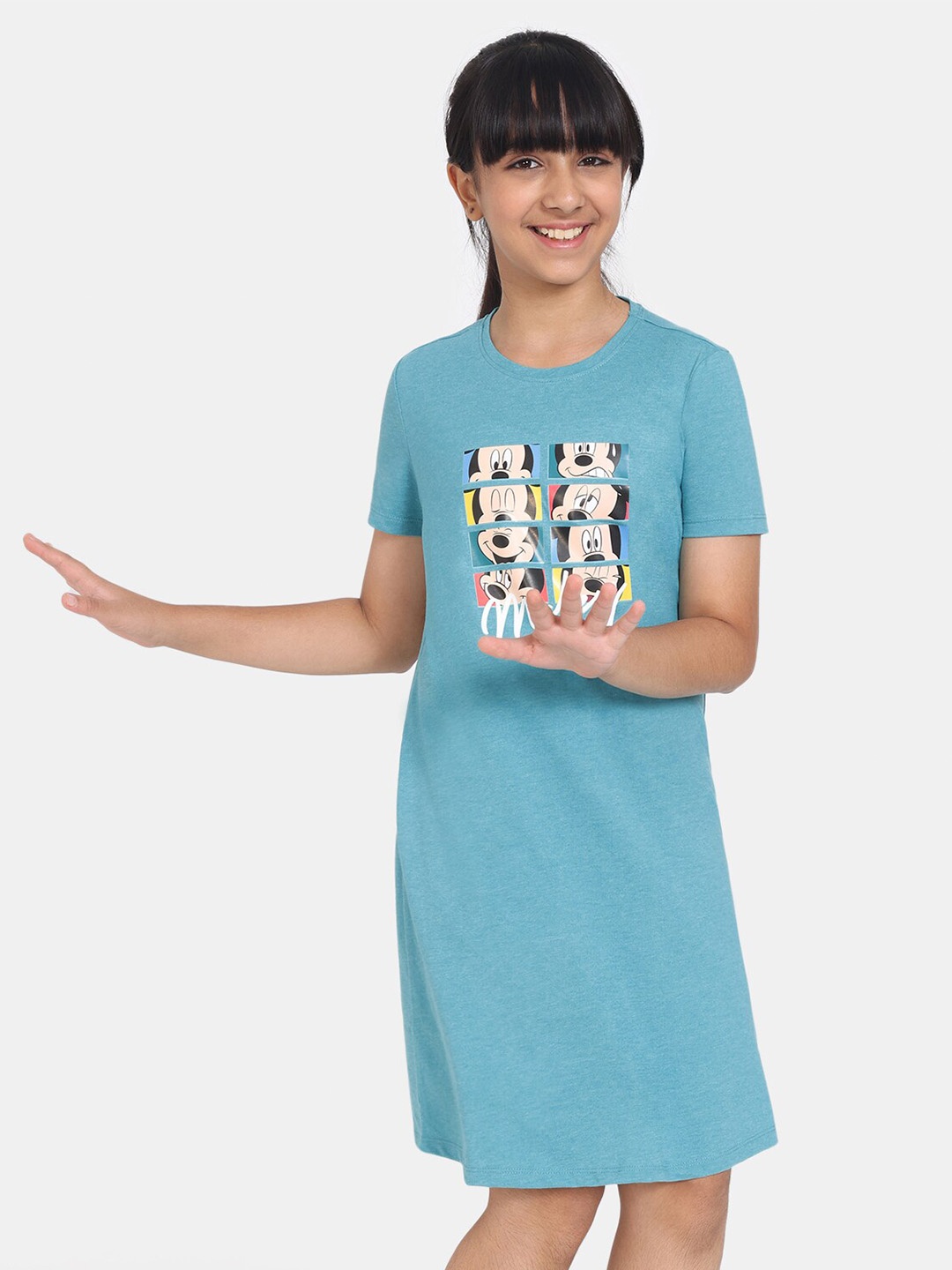 

Rosaline by Zivame Girls Mickey Mouse Printed Nightdress, Blue