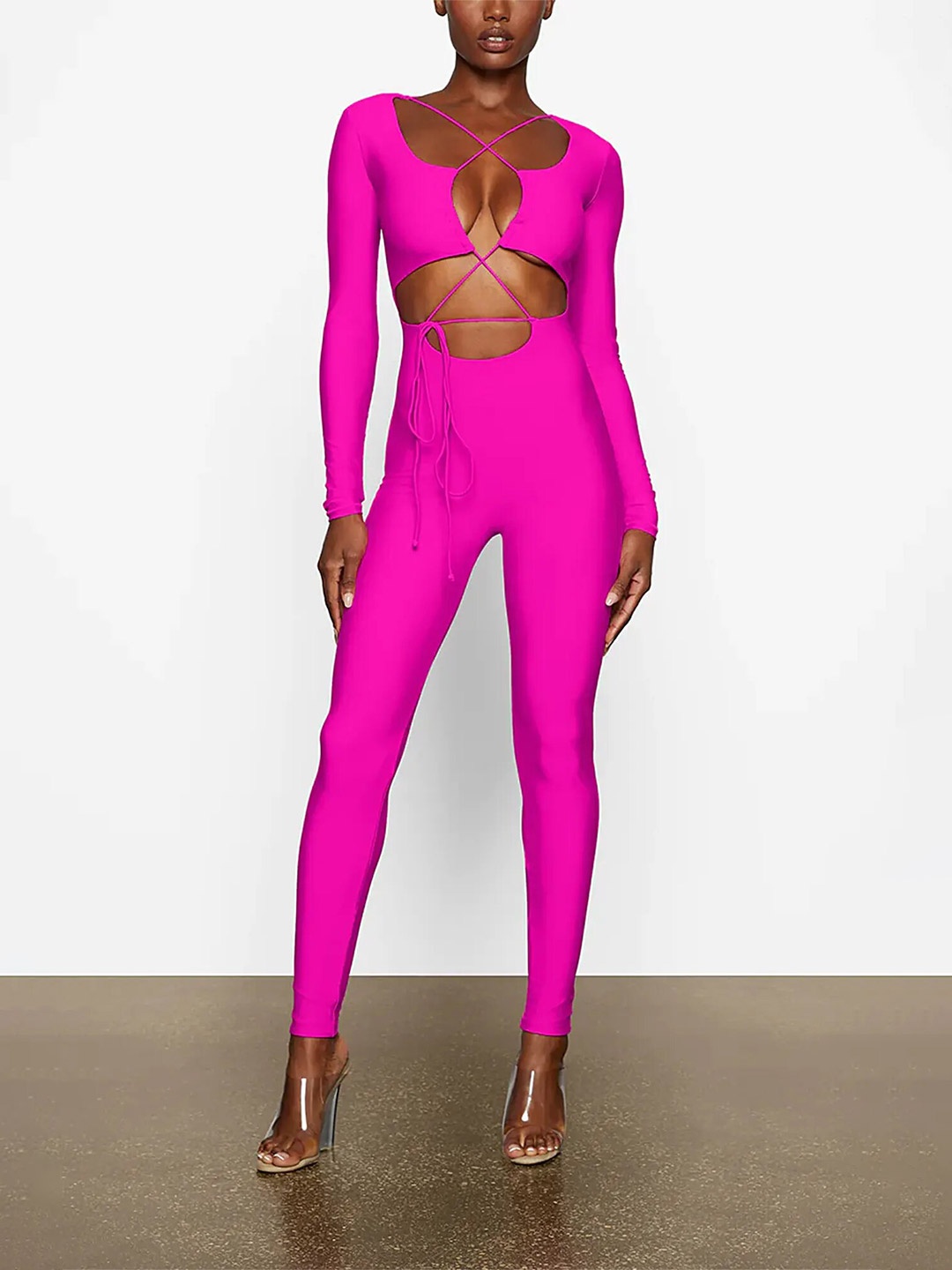 

LULU & SKY Cut-Out Detailed Basic Jumpsuit, Pink