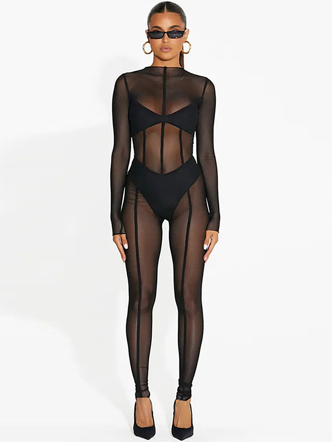 

LULU & SKY Long Sleeves Basic Jumpsuit, Black