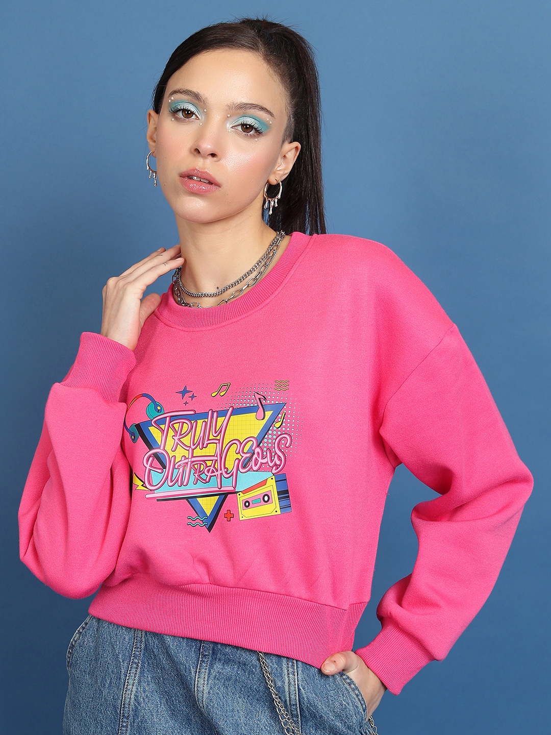 

Tokyo Talkies Pink Typography Printed Sweatshirt