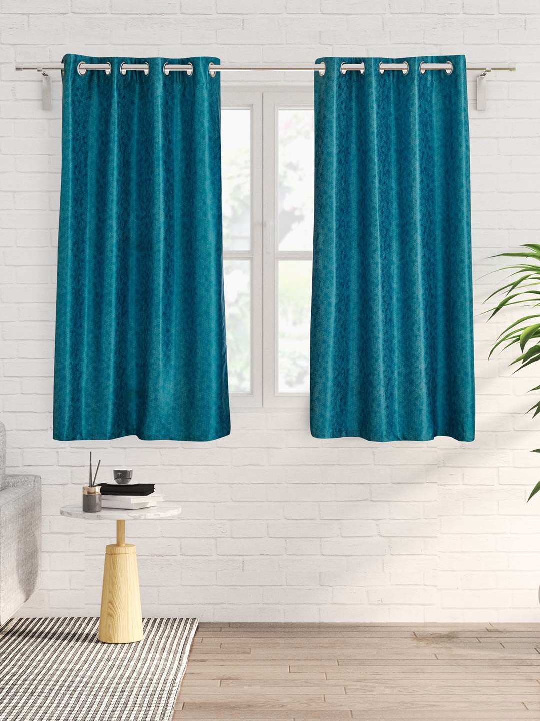 

Home Centre Corsica Andrea Teal Blue 2 Pieces Window Curtains