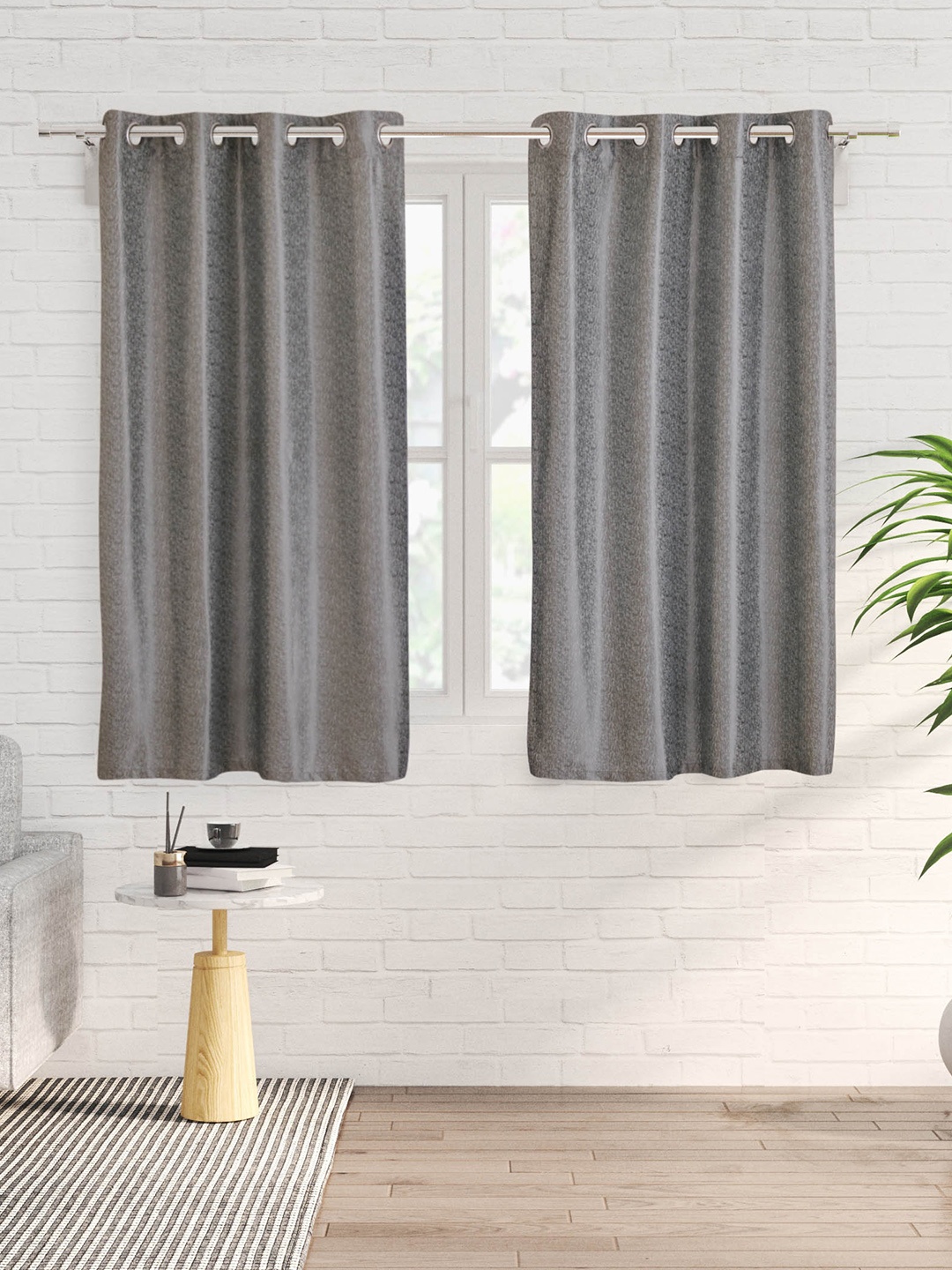 

Home Centre Corsica Andrea Grey 2 Pieces Abstract Window Curtain