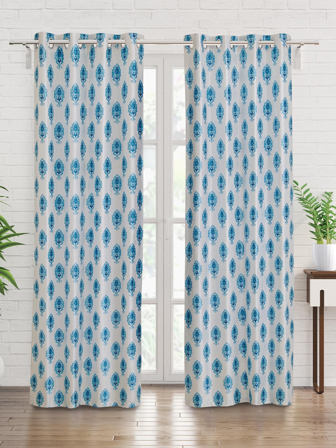 

Home Centre Corsica Andrea Blue & White 2 Pieces Ethnic Printed Door Curtain