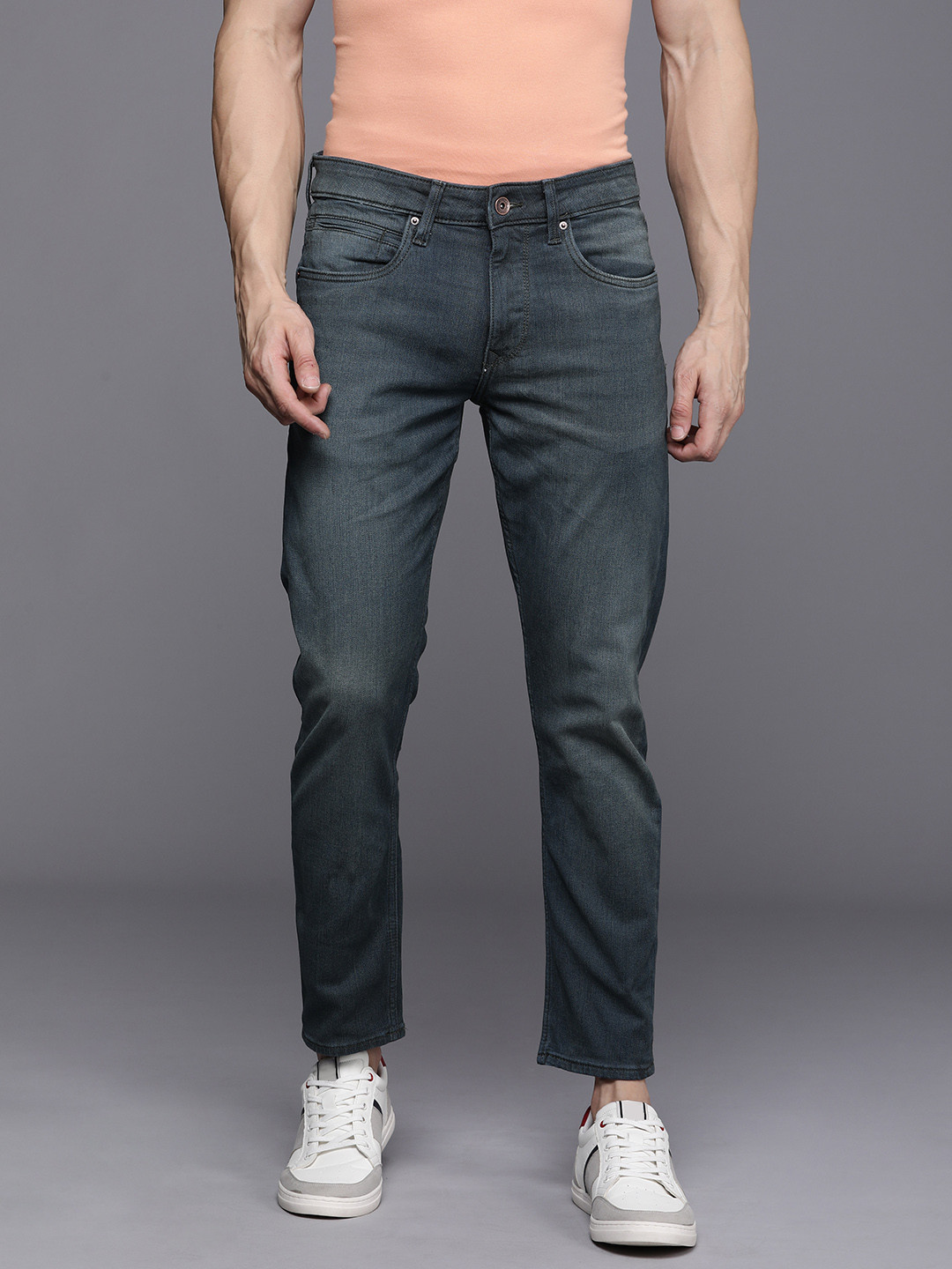 

Louis Philippe Jeans Men Smart Skinny Fit Mid-Rise Light Fade Stretchable Jeans, Blue