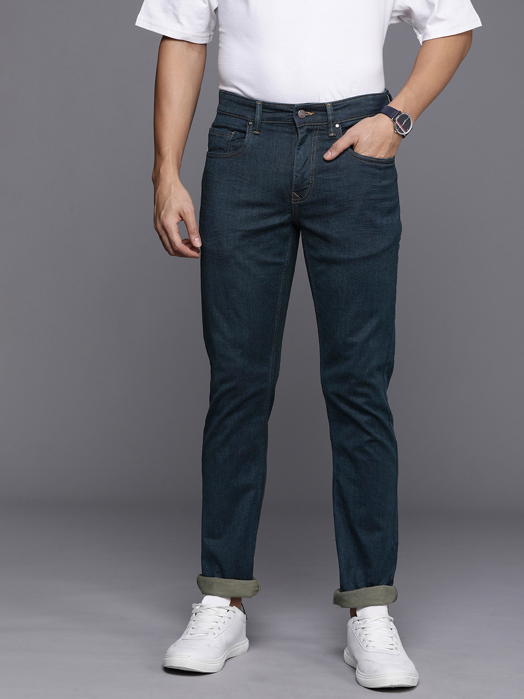 

Louis Philippe Jeans Men Slim Fit Mid-Rise Stretchable Jeans, Blue