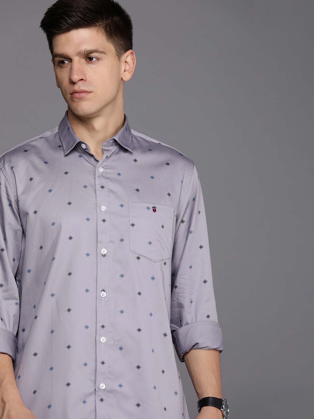 

Louis Philippe Jeans Pure Cotton Slim Fit Opaque Printed Casual Shirt, Grey
