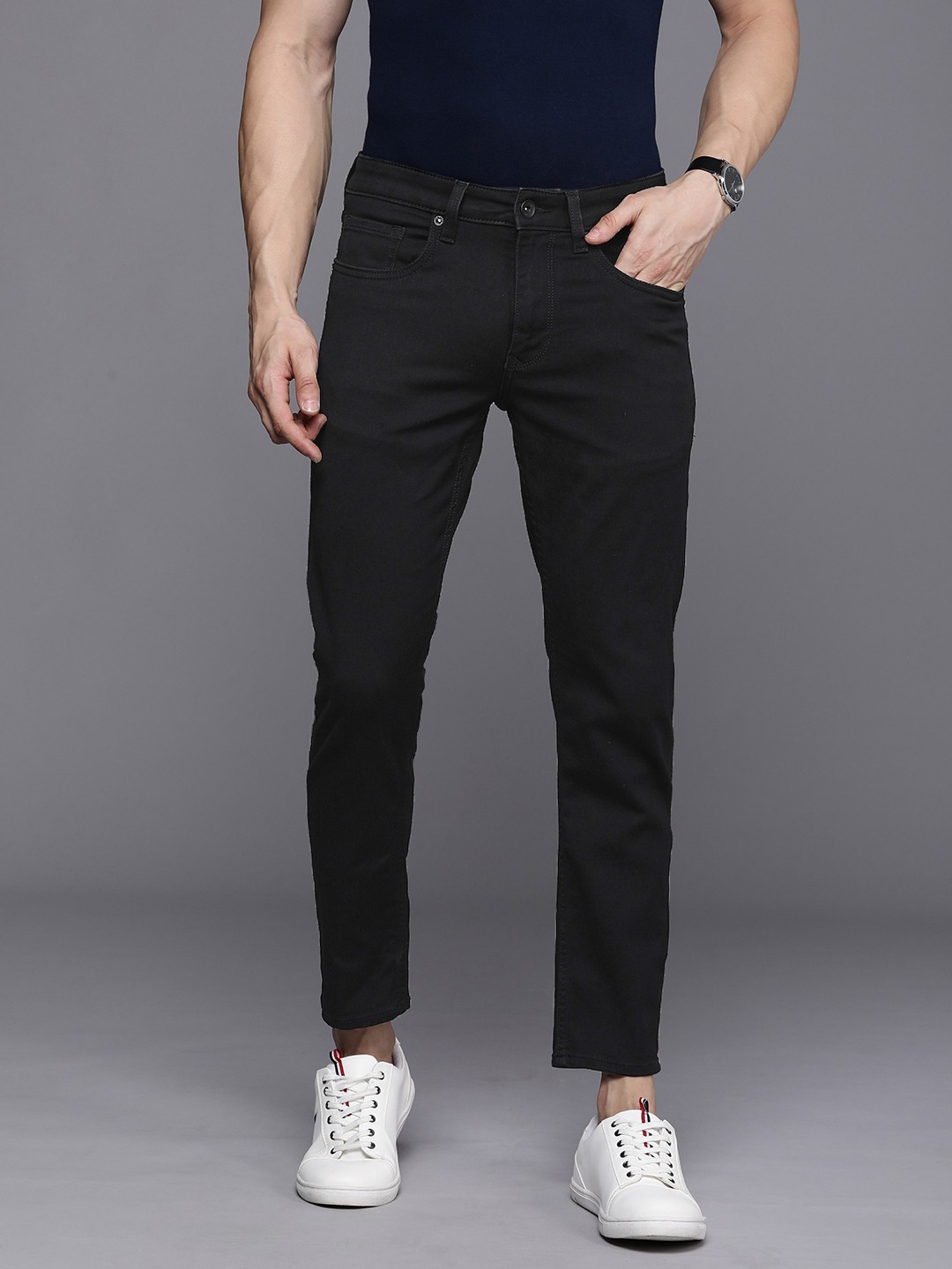 

Louis Philippe Jeans Men Smart Skinny Fit Mid-Rise Stretchable Jeans, Black