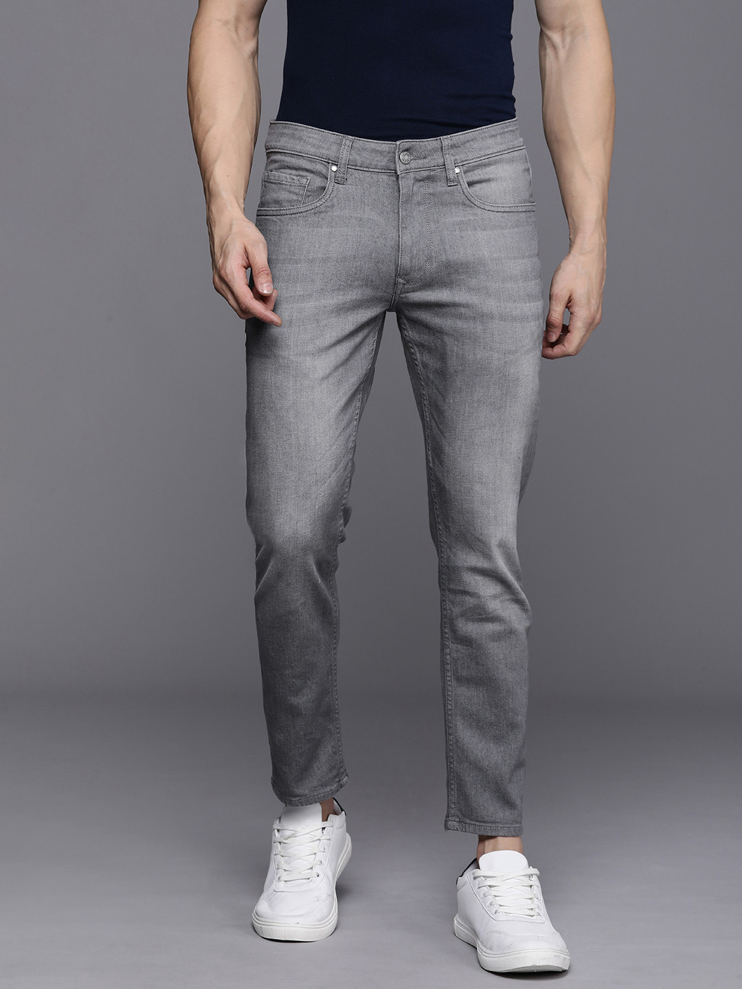 

Louis Philippe Jeans Men Smart Skinny Fit Mid-Rise Stretchable Jeans, Grey