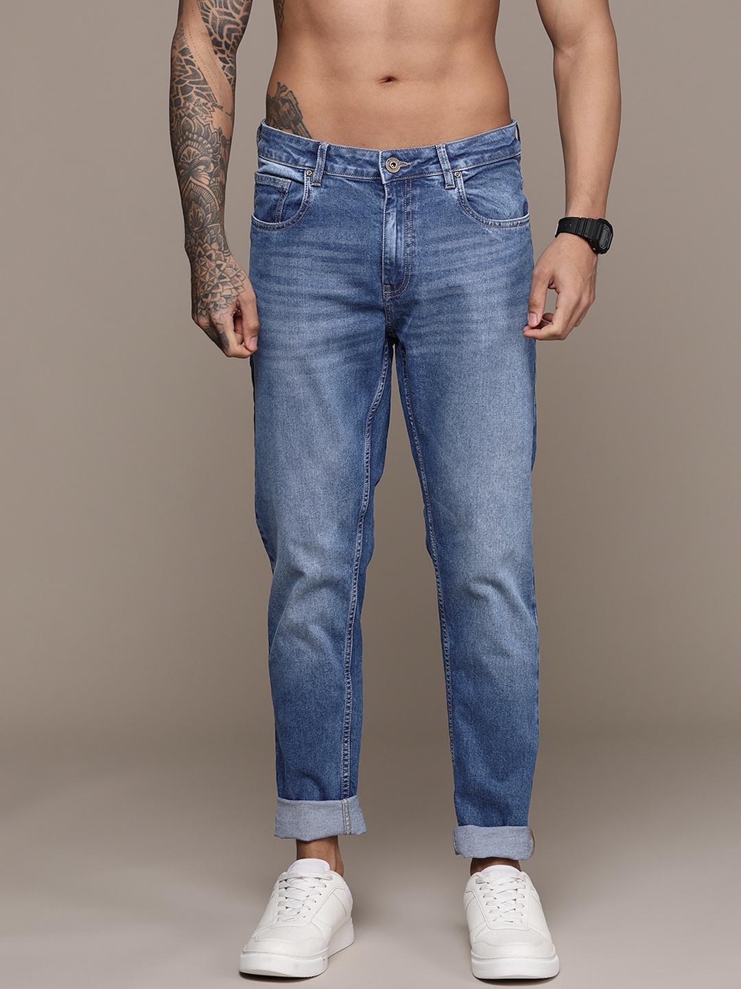 

The Roadster Lifestyle Co. Men Slim Tapered Fit Jeans, Navy blue