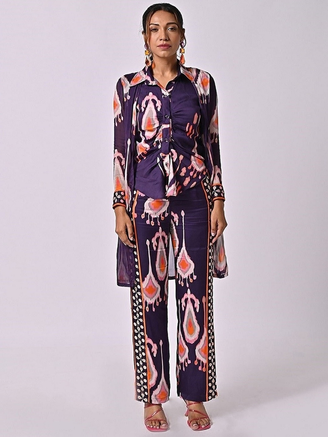 

MISSY Women Floral Printed Comfort High-Rise Modal Parallel Trousers, Navy blue