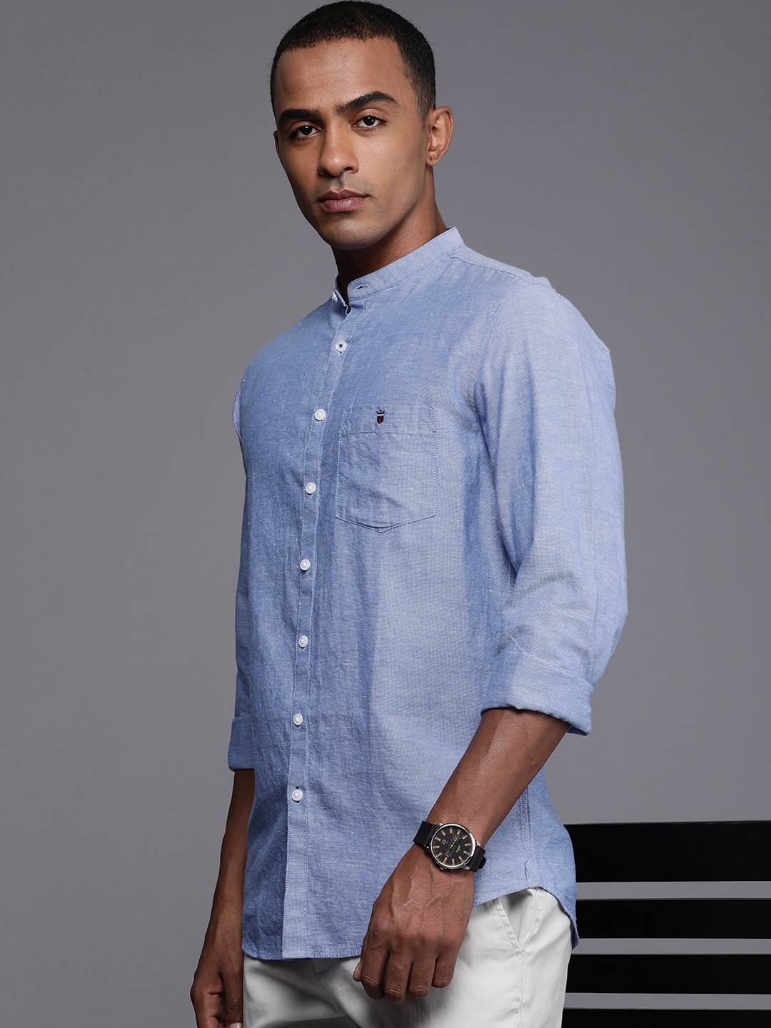 

Louis Philippe Sport Self Design Super Slim Fit Casual Shirt, Blue