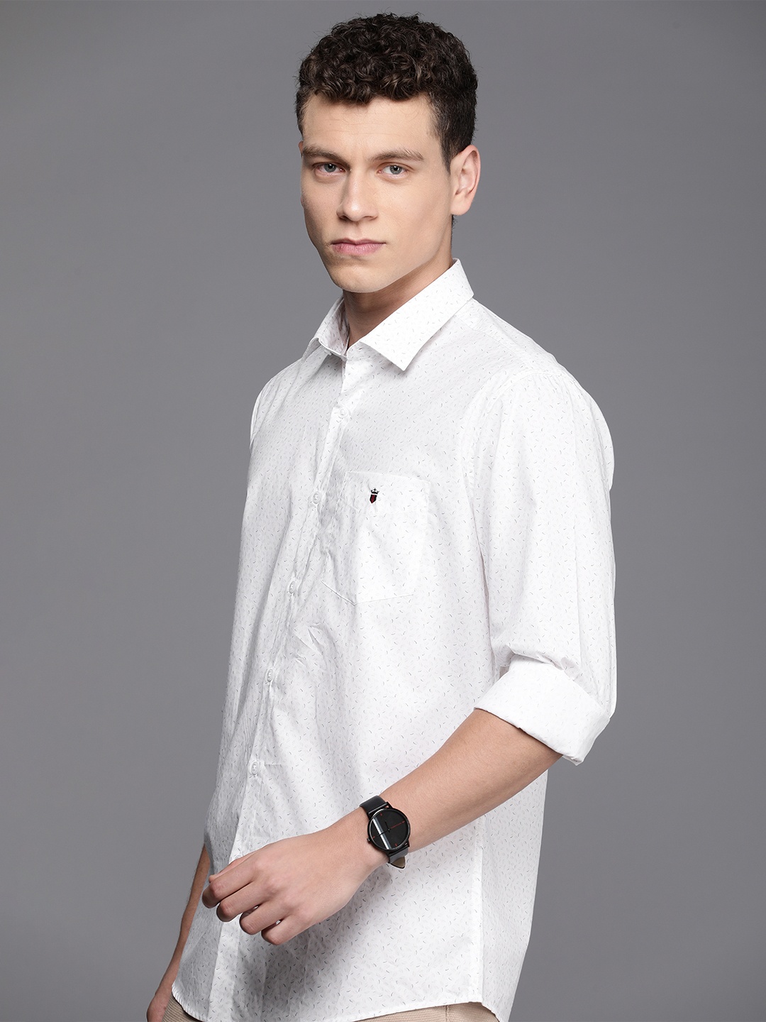 

Louis Philippe Sport Pure Cotton Slim Fit Opaque Printed Casual Shirt, White