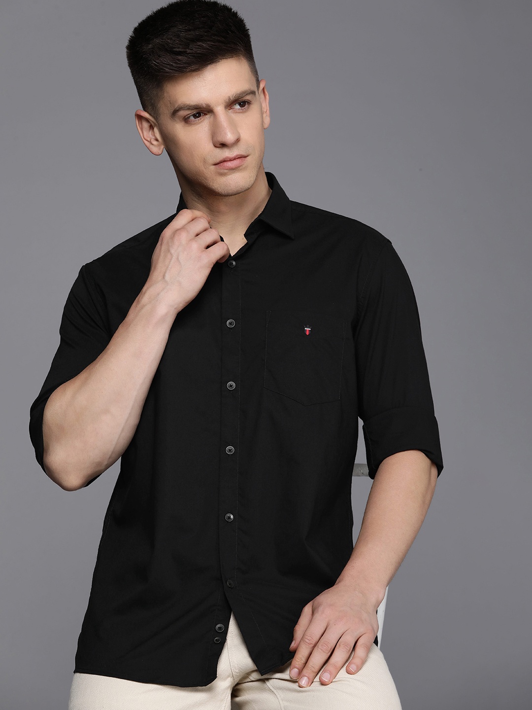 

Louis Philippe Sport Solid Slim Fit Pure Cotton Casual Shirt, Black