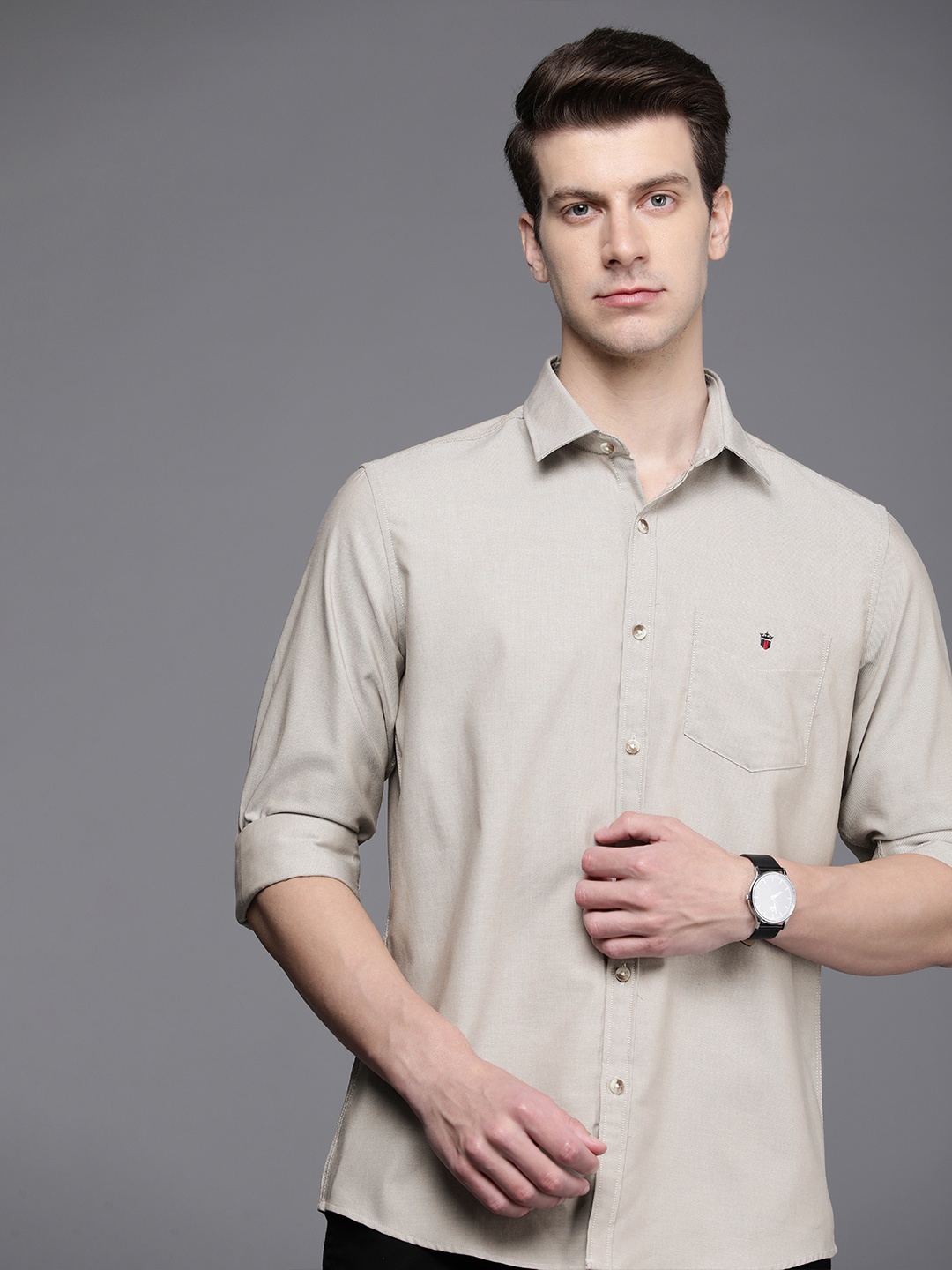 

Louis Philippe Sport Pure Cotton Slim Fit Casual Shirt, Beige