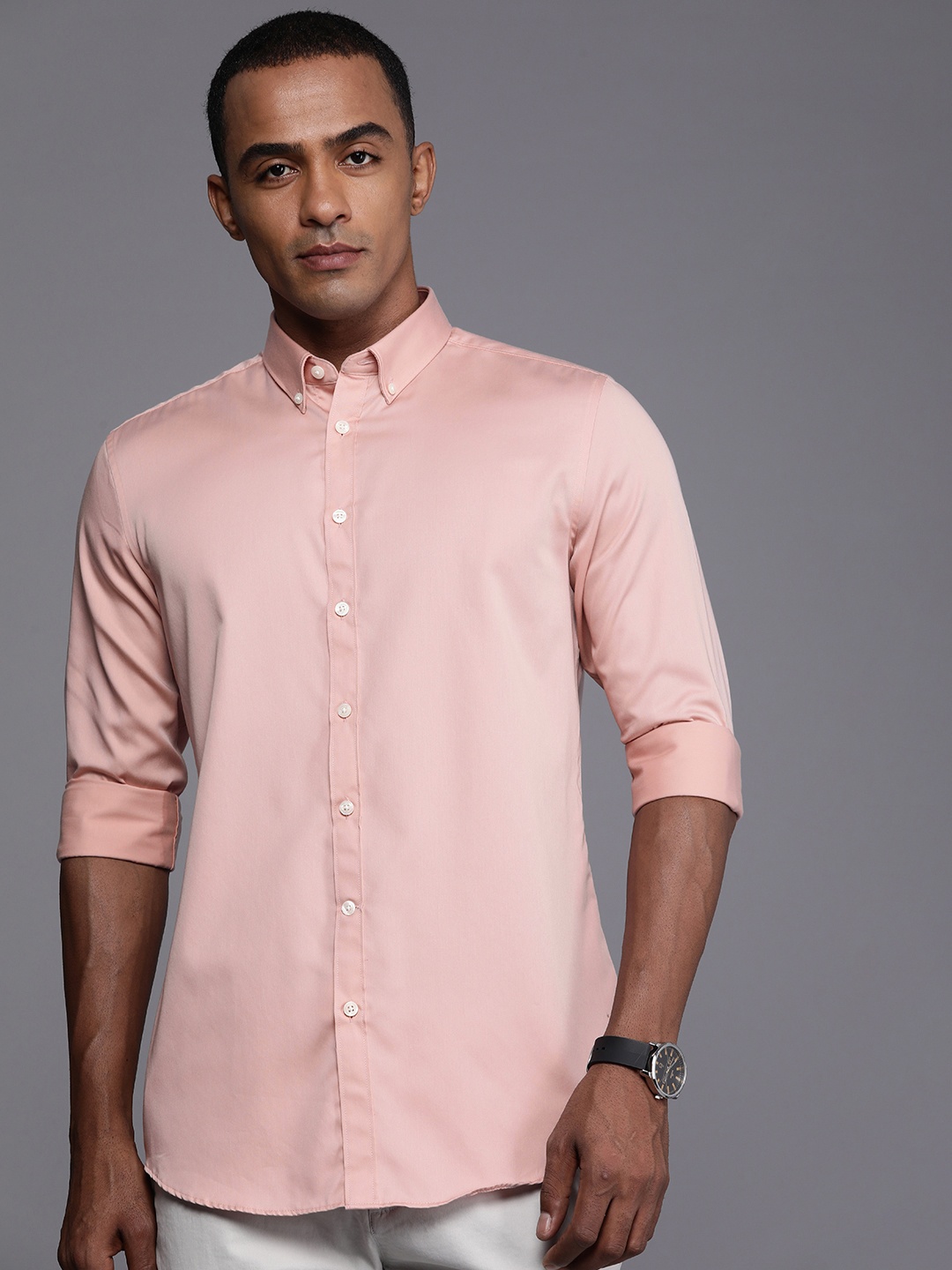 

Louis Philippe Sport Solid Slim Fit Pure Cotton Casual Shirt, Peach