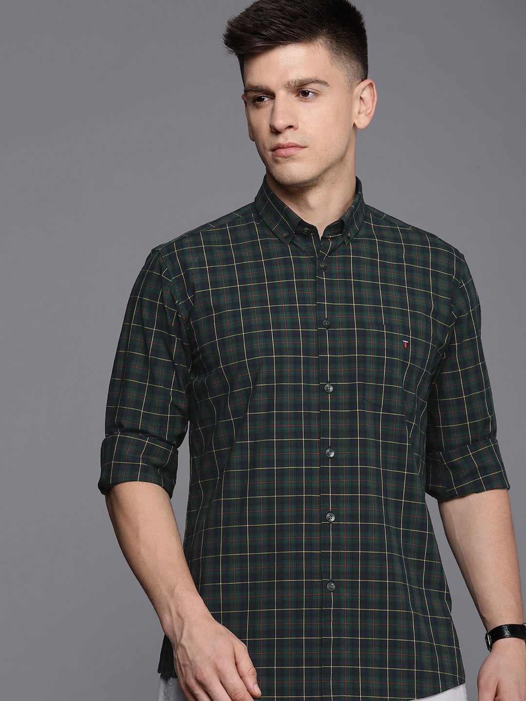 

Louis Philippe Sport Slim Fit Checked Casual Shirt, Green